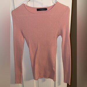 Women's Long Sleeve Ribbed Top - Soft Pink